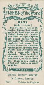 1924 Imperial Tobacco Co of Canada (ITC) Fishes of the World (C12) #NNO Bass Back
