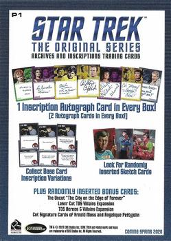 2020 Rittenhouse Star Trek The Original Series Archives & Inscriptions - Promos #P1 Captain James T. Kirk Back