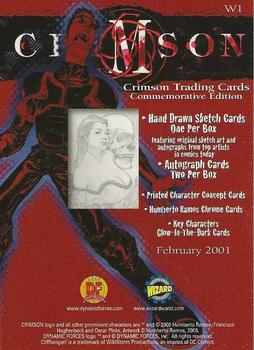 2001 Dynamic Forces Crimson #W1 Jim Lee artwork Back
