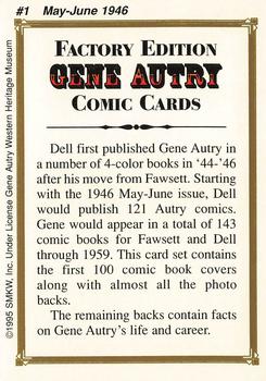 1995 SMKW Gene Autry Comic Cards #1 May-June 1946 Back