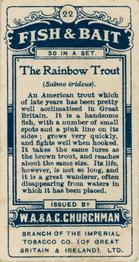 1914 Churchman's Fish & Bait (C11) #22 Rainbow Trout Back