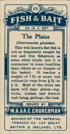 1914 Churchman's Fish & Bait (C11) #32 Plaice Back