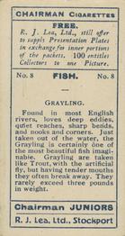 1926 Chairman Cigarettes Fish #8 Grayling Back