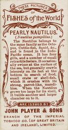 1903 Player's Fishes of the World #NNO Pearly Nautilus Back