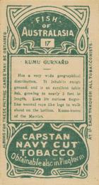 1912 Capstan Navy Cut Tobacco Fish of Australasia #17 Kumu Gurnard Back