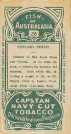 1912 Capstan Navy Cut Tobacco Fish of Australasia #26 Estuary Perch Back
