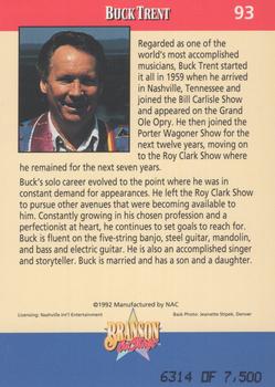 1992 NAC/Hit Cards International Branson On Stage - Gold Signature #93 Buck Trent Back