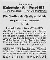 1934 Eckstein-Halpaus Die Grossen der Weltgeschichte (The Greats of World History) #4 Heinrich der Lowe Back