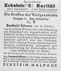 1934 Eckstein-Halpaus Die Grossen der Weltgeschichte (The Greats of World History) #7 Berthold Schwarz Back