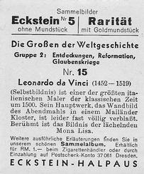 1934 Eckstein-Halpaus Die Grossen der Weltgeschichte (The Greats of World History) #15 Leonardo da Vinci Back