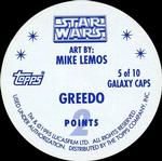 1995 Topps Star Wars Caps - Galaxy Caps #5 Greedo Back