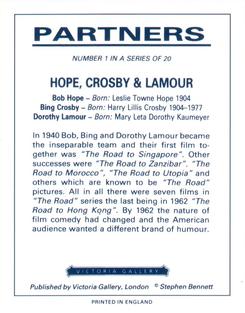 1992 Victoria Gallery Partners #1 Bob Hope / Dorothy Lamour / Bing Crosby Back