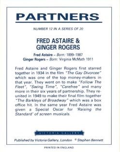 1992 Victoria Gallery Partners #12 Fred Astaire / Ginger Rogers Back