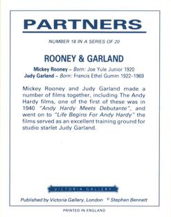 1992 Victoria Gallery Partners #18 Judy Garland / Mickey Rooney Back