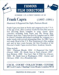 1992 Cecil Court Famous Film Directors #1 Frank Capra Back