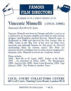 1992 Cecil Court Famous Film Directors #15 Vincente Minnelli Back