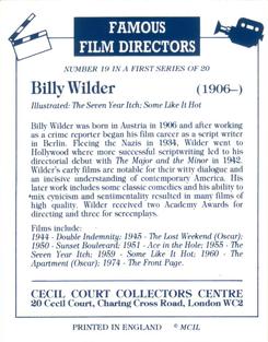 1992 Cecil Court Famous Film Directors #19 Billy Wilder Back