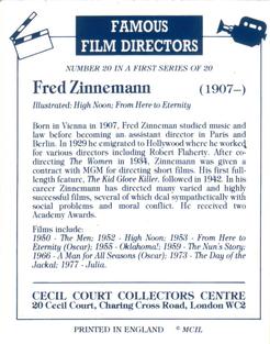 1992 Cecil Court Famous Film Directors #20 Fred Zinnemann Back