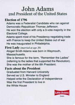 1999-00 Little Debbie C-SPAN American Presidents and First Ladies #2 John Adams Back