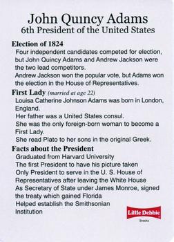 1999-00 Little Debbie C-SPAN American Presidents and First Ladies #6 John Quincy Adams Back