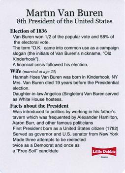 1999-00 Little Debbie C-SPAN American Presidents and First Ladies #8 Martin Van Buren Back