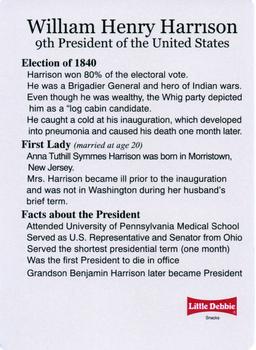 1999-00 Little Debbie C-SPAN American Presidents and First Ladies #9 William Henry Harrison Back