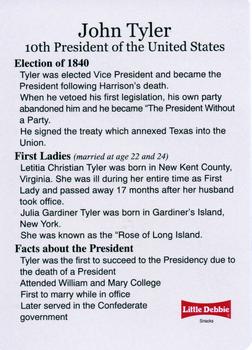 1999-00 Little Debbie C-SPAN American Presidents and First Ladies #10 John Tyler Back