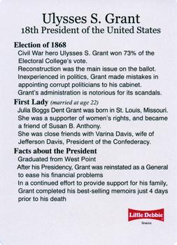 1999-00 Little Debbie C-SPAN American Presidents and First Ladies #18 Ulysses S. Grant Back