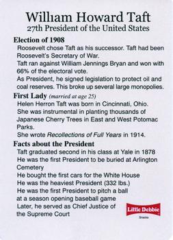 1999-00 Little Debbie C-SPAN American Presidents and First Ladies #27 William Howard Taft Back