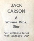 1948 Kellogg's PEP #NNO Jack Carson Back