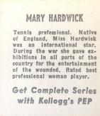 1948 Kellogg's PEP #NNO Mary Hardwick Back