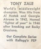 1948 Kellogg's PEP #NNO Tony Zale Back