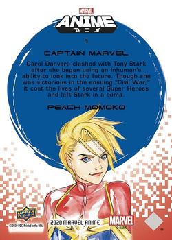 2020 Upper Deck Marvel Anime #1 Captain Marvel Back