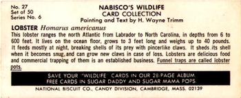 1968 Nabisco Sugar Daddy Wildlife Collection Series 6 #27 Lobster Back