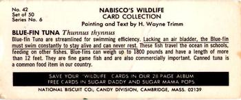 1968 Nabisco Sugar Daddy Wildlife Collection Series 6 #42 Blue-Fin Tuna Back
