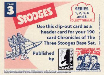 2016 RRParks Chronicles of the Three Stooges #NNO Series Five Collection Header Card Box Top Cutout Back