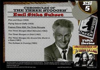 2016 RRParks Chronicles of the Three Stooges - Emil Sitka #ES5 Credits - 1958-1965 Back