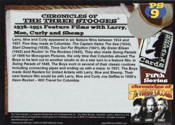 2016 RRParks Chronicles of the Three Stooges - Pre Columbia Shorts #PS9 1934 - 1951 Feature Films with Larry, Moe, Curly and Shemp. Back