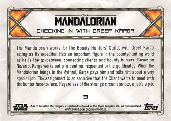 2020 Topps Star Wars: The Mandalorian Season 1 #3 Checking in with Greef Karga Back