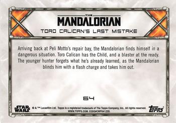 2020 Topps Star Wars: The Mandalorian Season 1 #64 Toro Calican’s Last Mistake Back
