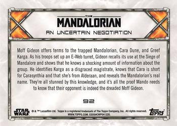 2020 Topps Star Wars: The Mandalorian Season 1 #92 An Uncertain Negotiation Back