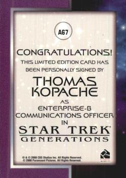 2008 Rittenhouse Star Trek Movies In Motion - Autograph Series #A67 Thomas Kopache Back