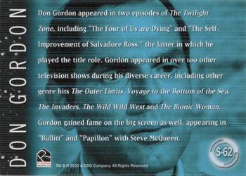 2020 Rittenhouse Twilight Zone Archives - Stars of the Twilight Zone #S-62 Don Gordon Back