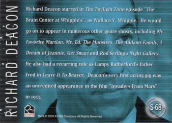 2020 Rittenhouse Twilight Zone Archives - Stars of the Twilight Zone #S-68 Richard Deacon Back
