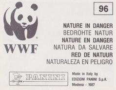 1987 Panini WWF Nature in Danger Stickers #96 Perch Back