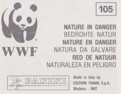 1987 Panini WWF Nature in Danger Stickers #105 Tench Back