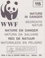 1987 Panini WWF Nature in Danger Stickers #115 Grey Heron Back
