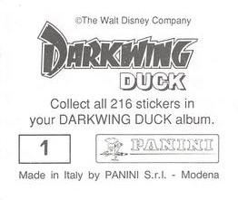 1991 Panini Disney's Darkwing Duck Stickers #1 Sticker 1 Back