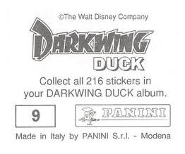 1991 Panini Disney's Darkwing Duck Stickers #9 Sticker 9 Back