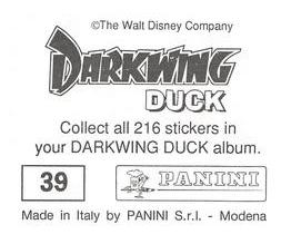 1991 Panini Disney's Darkwing Duck Stickers #39 Sticker 39 Back